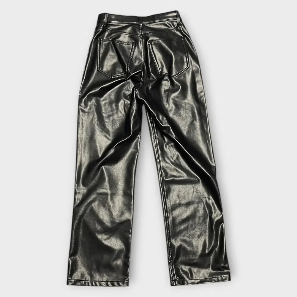Abercrombie & Fitch Curve Love Vegan Leather 90s Relaxed Pant Black Size 27/4 - Picture 4 of 8